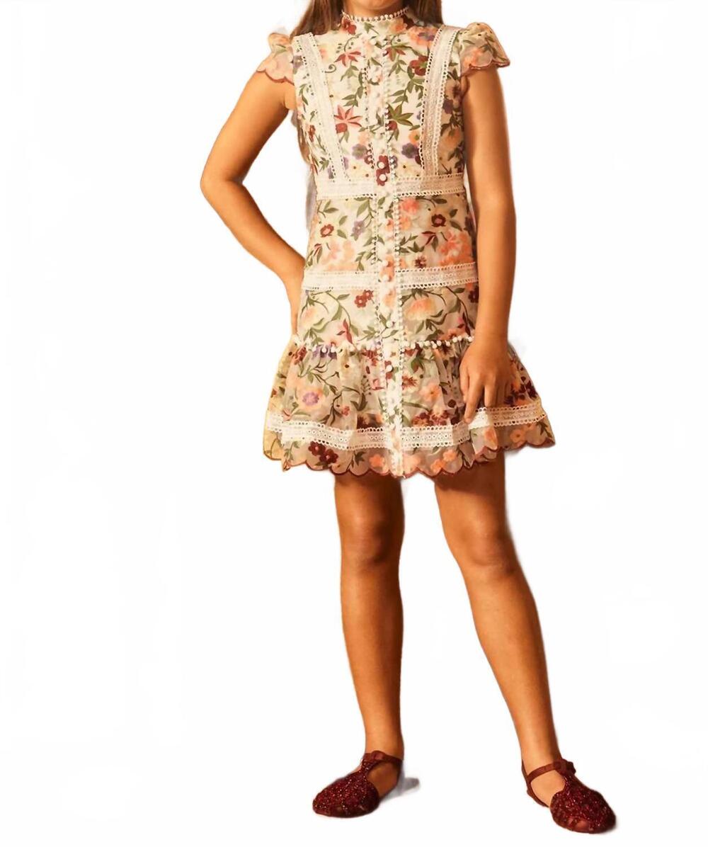 NEW MARLO girls anya embroidered mini dress in floral